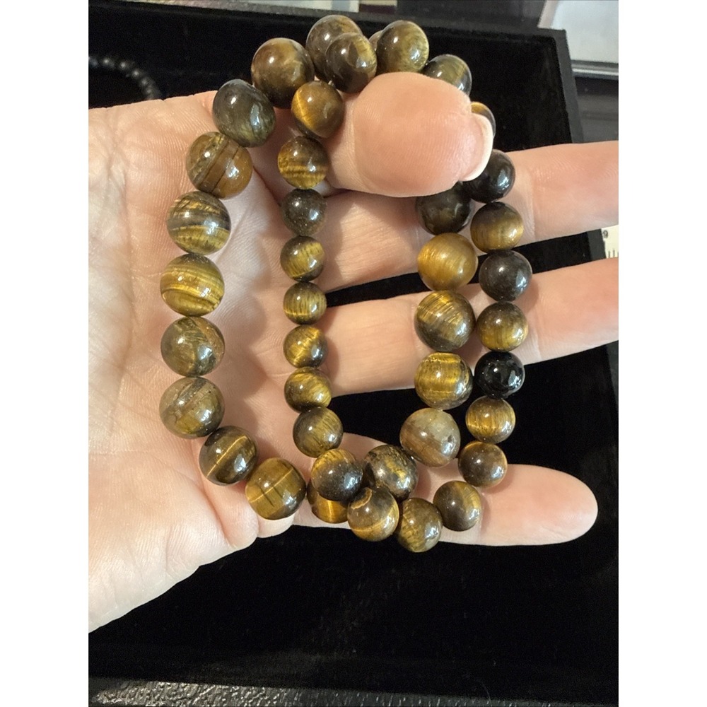 2 Cats eye semi precious gemstone Stretchable gold plated Bracelets 2361